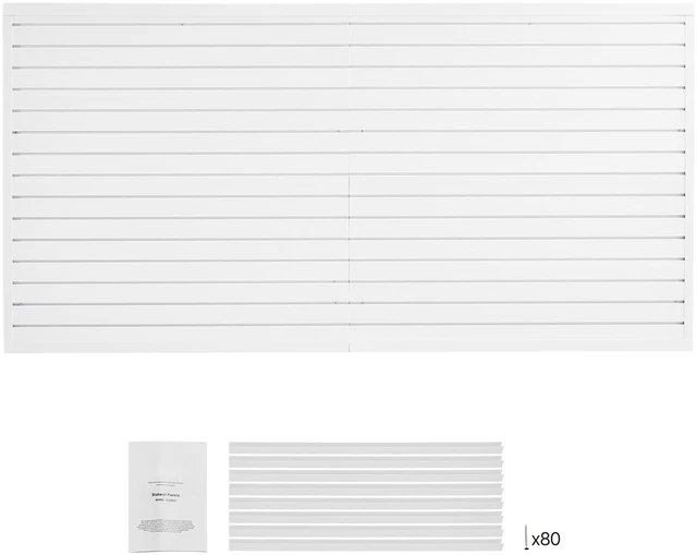Alt view image 8 of 8 - Slat Wall Paneling, 8 x 4 ft, PVC Garage Slatwall with Accessories, White Slat Wall Easy-to-Install Adjustable Slatwall Panel with Coupling Structure & DIY Cutting, Fits for Storage & Display