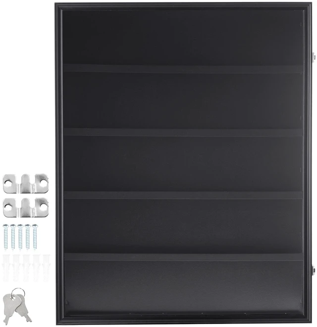 Alt view image 16 of 16 - 35 Graded Sports Card Display Case, 24.3x30.5x2.1 in, Baseball Card Display Frame with 98% UV Protection Clear View PC Glass, Lockable Wall Cabinet for Football Basketball Hockey Trading Card