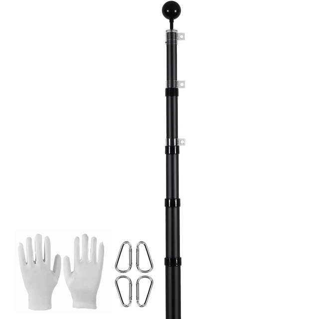 Alt view image 8 of 8 - 20FT Telescoping Flag pole Kit, Heavy Duty Aluminum Alloy in Ground Flag Poles for Outside, 3 Display Modes Flagpole with 3x5 American Flag, Professional Accessories, Black