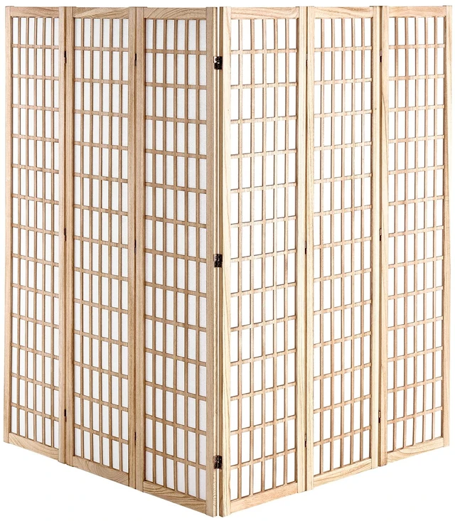 Alt view image 8 of 8 - Room Divider, 6 Panel Japanese Room Divider, Wood Folding Privacy Screen Indoor, Japanese Partition Dividers Portable Decoration Screens, for Room Separation Home Office Restaurant & Bedroom