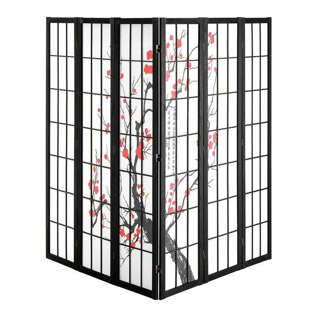 Alt view image 9 of 9 - Room Divider, 6 Panel Japanese Room Divider Screen, Wood Folding Privacy Screen Indoor, Japanese Partition Portable Decoration Dividers, for Room Separation Home Office Restaurant & Bedroom
