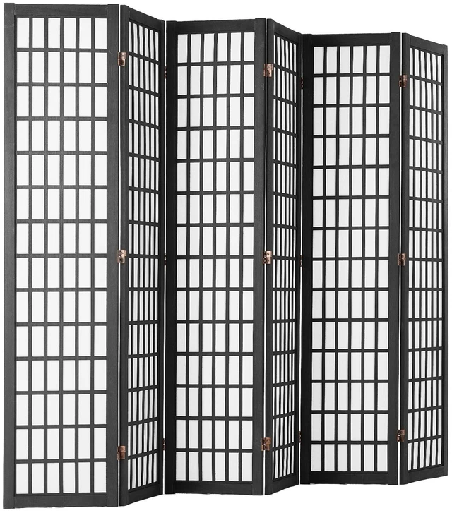 Alt view image 9 of 9 - Room Divider, 6 Panel Japanese Room Divider, Folding Privacy Screen Indoor, Portable Partition Dividers and Decoration Screens, for Room Separation, Home, Office, Restaurant & Bedroom (Black)