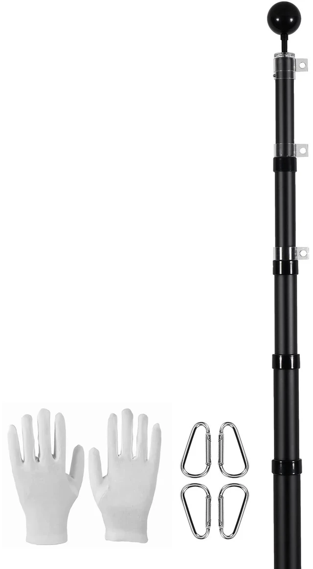 Alt view image 9 of 9 - 25FT Telescoping Flag pole Kit, Heavy Duty Aluminum Alloy in Ground Flag Poles for Outside, 3 Display Modes Flagpole with 3x5 American Flag, Professional Accessories, Black