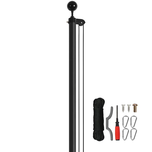 Alt view image 8 of 8 - 25FT Sectional Flag pole Kit, Heavy Duty Aluminum Alloy in Ground Flag poles for Outside, 3 Display Modes Flagpole with 3x5 American Flag, Professional Accessories, Black
