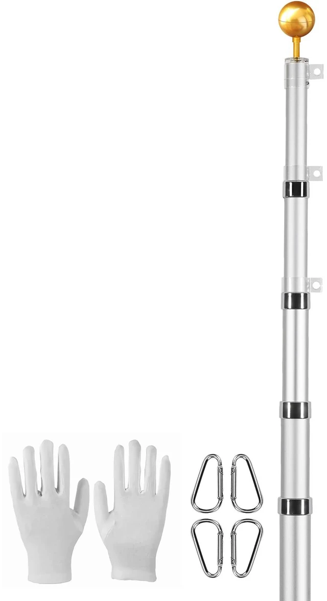 Alt view image 8 of 8 - 25FT Telescoping Flag pole Kit, Heavy Duty Aluminum Alloy in Ground Flag Poles for Outside, 3 Display Modes Flagpole with 3x5 American Flag, Professional Accessories, Silver