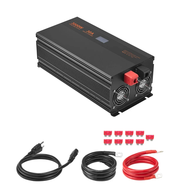 Alt view image 8 of 9 - Sump Pump Battery Backup System, 3000W, Auto Switches to Battery Inverter for Continuous Sump Pump Operation, Pure Sine Wave, LCD Display, for Basement Protection Emergency and Power Outage
