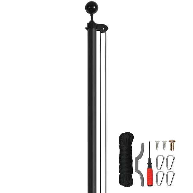Alt view image 8 of 8 - 30FT Sectional Flag pole Kit, Heavy Duty Aluminum Alloy in Ground Flag poles for Outside, 3 Display Modes Flagpole with 3x5 American Flag, Professional Accessories, Black