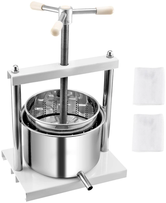 Alt view image 8 of 8 - 1.45 Gal/5L Fruit Wine Press, 2 Stainless Steel Barrels, Manual Juice Maker, Cider Apple Grape Tincture Honey Olive Oil Making Press with Triangular Handle for Outdoor Kitchen Home