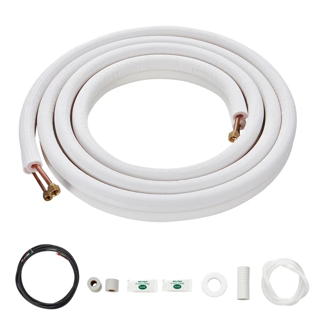 Alt view image 8 of 8 - 16FT Mini Split Line Set, 1/4" & 3/8" O.D Copper Pipes Tubing and Triple-Layer Insulation, for Air Conditioning or Heating Pump Equipment & HVAC with Rich Accessories (18ft Connection Cable)