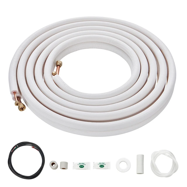 Alt view image 8 of 8 - 25FT Mini Split Line Set, 1/4" & 1/2" O.D Copper Pipes Tubing and Triple-Layer Insulation, for Air Conditioning or Heating Pump Equipment & HVAC with Rich Accessories (27ft Connection Cable)