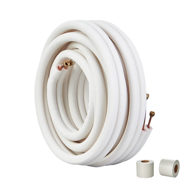 Alt view image 8 of 8 - 50FT Mini Split Line Set, 1/4" & 3/8" O.D Copper Pipes Tubing and Triple-Layer Insulation, for Mini Split Air Conditioning Refrigerant or Heating Pump Equipment & HVAC with Wrapping Strips.