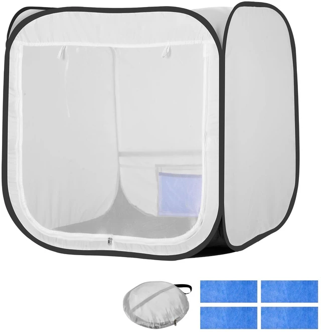 Alt view image 9 of 9 - Portable Paint Booth Tent, 28.3 x 28.5 x 29.5 inch Pop-Up Portable Spray Paint Tent with Mesh Door, Spray Painting Tents for Cabinets, Chairs, Models, Tables, Pop-Up Design, Efficient Airflow