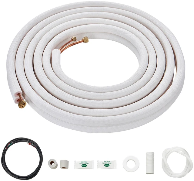 Alt view image 15 of 15 - 25FT Mini Split Line Set, 1/4" & 3/8" O.D Copper Pipes Tubing and Triple-Layer Insulation, for Air Conditioning or Heating Pump Equipment & HVAC with Rich Accessories (27ft Connection Cable)