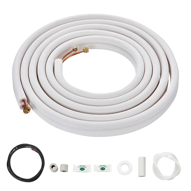 Alt view image 8 of 8 - 16FT Mini Split Line Set, 1/4" & 1/2" O.D Copper Pipes Tubing and Triple-Layer Insulation, for Air Conditioning or Heating Pump Equipment & HVAC with Rich Accessories (18ft Connection Cable)