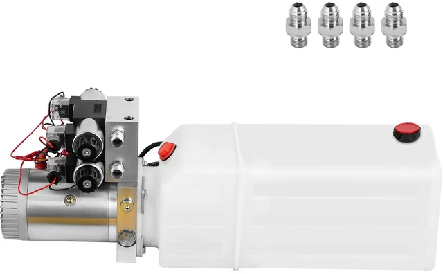 Alt view image 8 of 8 - Hydraulic Pump, 8 Quart/2 Gal Double Acting Dump Trailer Pump DC 12V, 3200 PSI Max Relief Pressure, Electric Hydraulic Power Unit for Dump Trailer Car Lifting (with 4pcs SAE #6 Connectors)