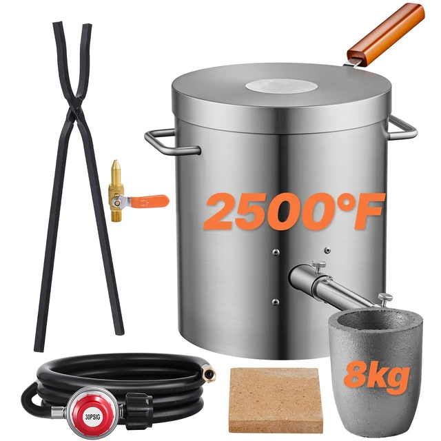 Alt view image 8 of 8 - VEVOR Propane Melting Furnace Kit 8KG/18lbs with Crucible Tongs Metal Smelting