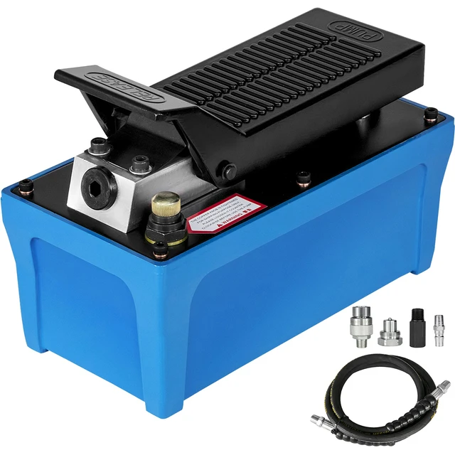 Alt view image 8 of 8 - Air Hydraulic Pump 10000 PSI Air Over Hydraulic Pump 1/2 Gal Reservoir Air Treadle Foot Actuated Hydraulic Pump 3/8" NPT with 6.56 ft Hose 2 Connector Single Acting for Car Repair (Blue)
