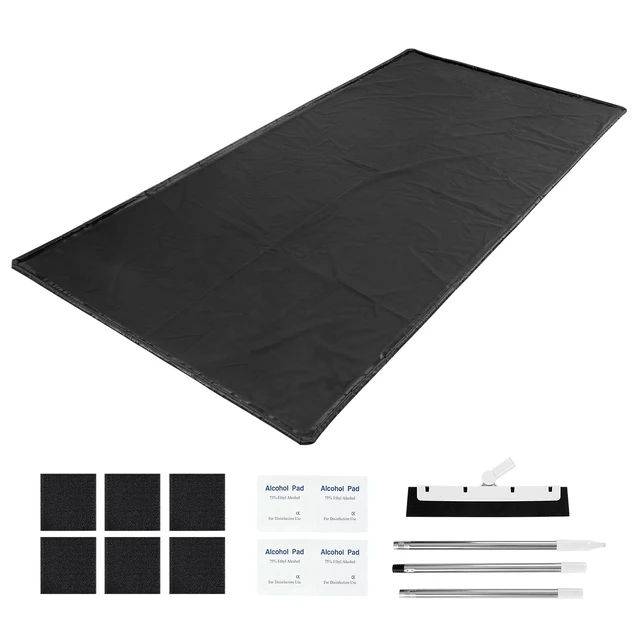 Alt view image 8 of 9 - Containment Mat, 7 ft 9 in x 16 ft, Non-Slip PVC Garage Floor Mat with a Cleaning Squeegee, Heavy Duty Durable Waterproof Containment Protection from Snow, Rain and Mud for Cars Parking, Black