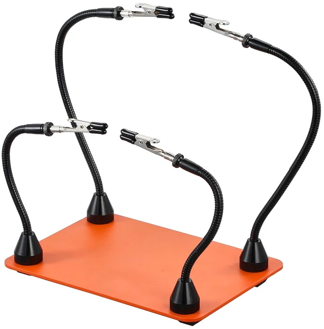 Alt view image 8 of 8 - Magnetic Helping Hands Soldering Station, 4 Flexible Arms Third Hand Tool, with Alligator Clips & Non-Slip Heavy-Duty Steel Base, Soldering Helping Hands for Electronic Repair Craft Hobby DIY