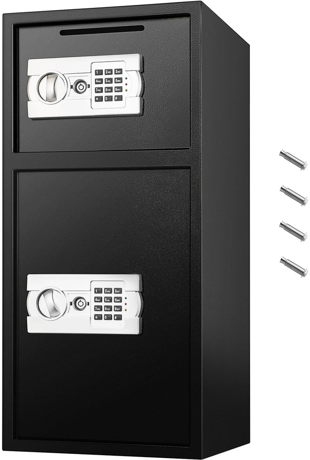 Alt view image 8 of 8 - Large Double Door Security Safe Box 2.6 Cubic Feet Steel Safe Box Strong Box with Digital Lock for Money Gun Jewelry Black