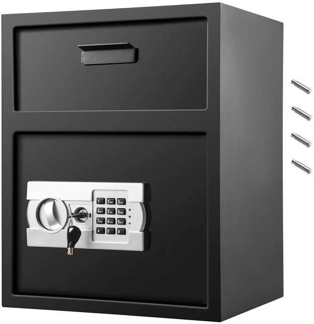 Alt view image 8 of 8 - Digital Depository Safe 1.7 Cubic Feet Made of Carbon Steel Electronic Code Lock Depository Safe with Deposit Slot with Two Emergency Keys Depository Box for Home Hotel Restaurant and Office