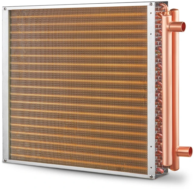 Alt view image 9 of 9 - Heat Exchanger Water to Air, 20"x 20" with 3-Row 3/8" Copper Ports, 242 Aluminum Fins Heat Exchanger for Outdoor Wood Furnaces, Residential Heating and Cooling, and Forced Air Heating