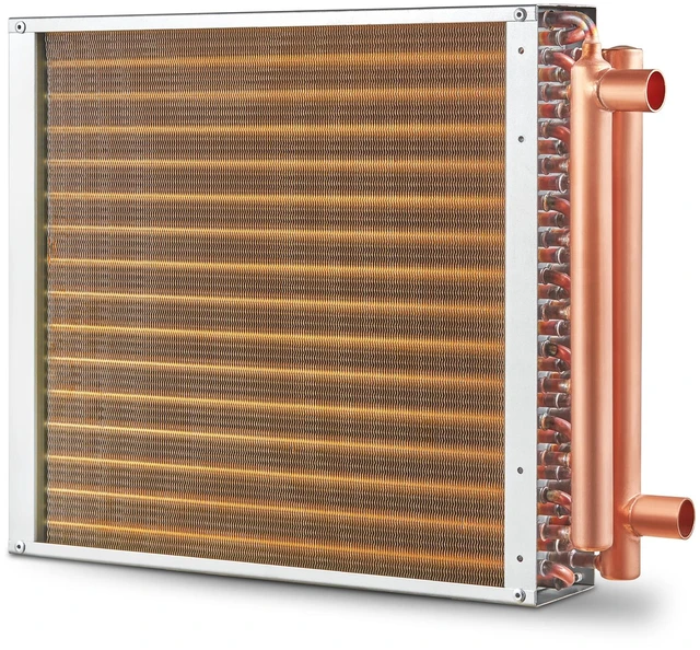 Alt view image 9 of 9 - Heat Exchanger Water to Air, 16"x 16" with 3-Row 3/8" Copper Ports, 193 Aluminum Fins Heat Exchanger for Outdoor Wood Furnaces, Residential Heating and Cooling, and Forced Air Heating