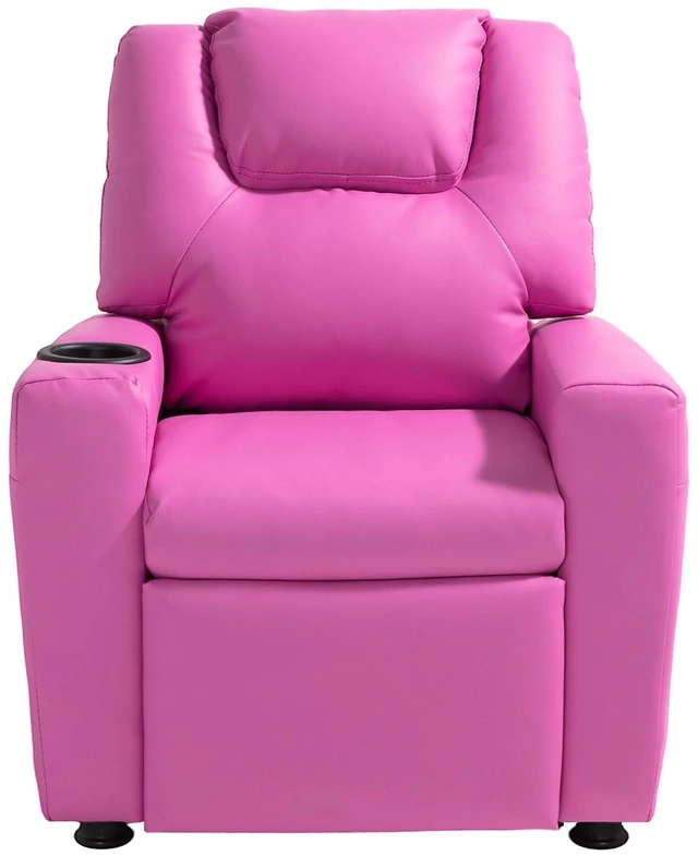 Alt view image 8 of 8 - VEVOR Kids Reclining Chair, Toddler Recliner with Cup Holder, 101° to 121° Adjustable Backrest, Easy-to-Clean PU Leather Recliner Couch with Footrest, 90 lbs Load, for Boys & Girls, Children (Pink)