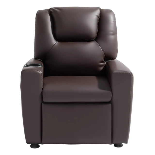 Alt view image 2 of 2 - VEVOR Kids Reclining Chair, Toddler Recliner with Cup Holder, 101° to 121° Adjustable Backrest, Easy-to-Clean PU Leather Recliner Couch with Footrest, 90 lbs Load, for Boys & Girls, Children (Brown)