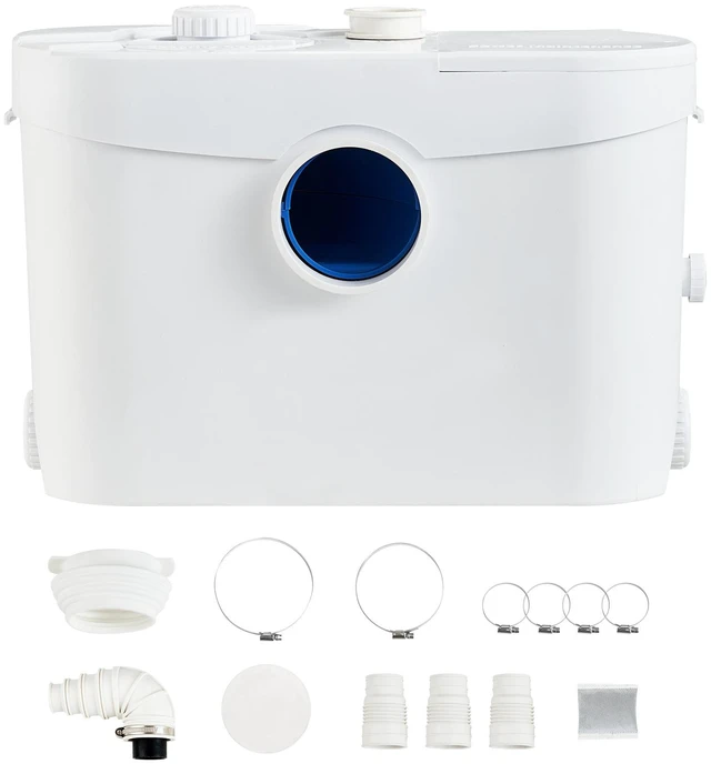Alt view image 15 of 15 - Macerator Pump, 700W, 9600 L/h Flow, 32.8 ft/10 m Head, Macerator Sewerage Sump Pump with 3 Water Inlets for Toilet, Basement, Kitchen, Sink, Shower, Bathtub Waste Water Disposal Upflush Machine
