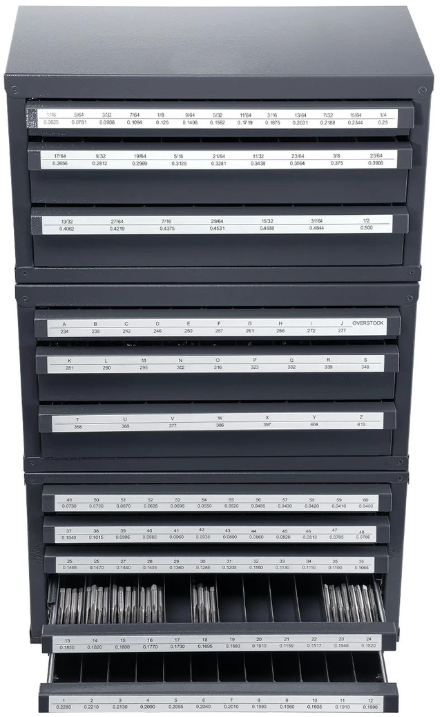 Alt view image 15 of 15 - Drill Bit Dispenser Cabinet, 3 Pieces Three-Drawer for 1/16" to 1/2" & Letter Sizes A to Z, Five-Drawer Drill Bit Organizer for Wire Gauge Sizes #1 to #60, Stackable for Drill Bit Storage