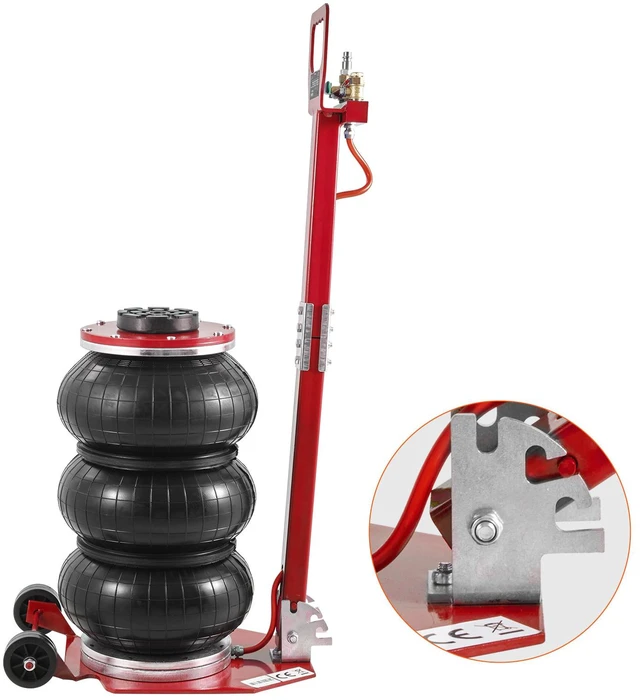 Alt view image 16 of 16 - VEVOR Air Jack, 3 Ton/6600 lbs Triple Bag Air Jack, Airbag Jack with Six Steel Pipes, Lift up to 17.7", 3-5 s Fast Lifting Pneumatic Jack, with Adjustable Long Handle for Cars, Garages, Repair (Red)