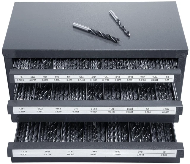 Alt view image 15 of 15 - Drill Bit Dispenser Cabinet, Three-Drawer Drill Bit Organizer Cabinet for 1/16" to 1/2", Steel Drill Dispenser Organizer Cabinet with Labels, Stackable Drill Dispenser for Drill Bit Storage