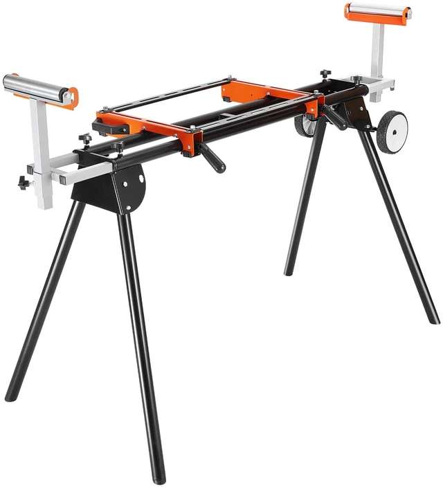 Alt view image 8 of 8 - Miter Saw Stand, 550lbs Load Capacity Steel Collapsible Stand for Miter Saw with One-piece Mounting Brackets Clamps, Adjustable Height and Length, Portable Compact and Folding Miter Saw Stand