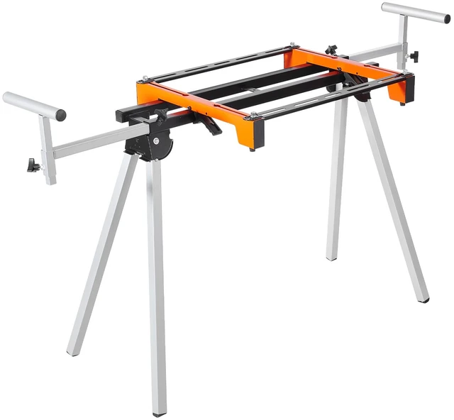 Alt view image 8 of 8 - Miter Saw Stand, 300lbs Load Capacity Steel Collapsible Stand for Miter Saw with One-piece Mounting Brackets Clamps, Adjustable Height and Length, Portable Compact and Folding Miter Saw Stand