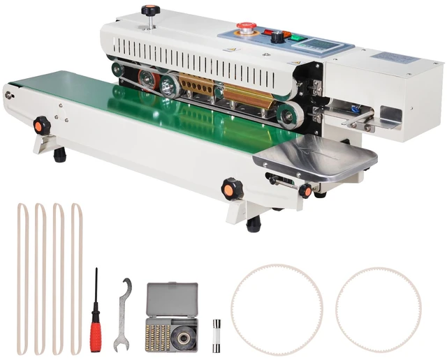 Alt view image 8 of 8 - Continuous Bag Band Sealing Machine, 0.24-0.47 in/6-12 mm Seal Width, Horizontal Band Sealer Machine with Digital Temperature Control, Bag Sealer for 0.02-0.8 mm Plastic Bags, Inflation Function