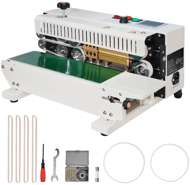 Alt view image 16 of 16 - Continuous Bag Band Sealing Machine, 0.24-0.47 in/6-12 mm Seal Width, Horizontal Band Sealer Machine with Digital Temperature Control, Carbon Steel Bag Sealer for 0.02-0.8 mm Plastic Bags Films