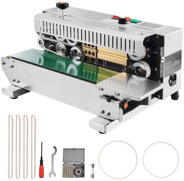 Alt view image 8 of 8 - Continuous Bag Band Sealing Machine, 0.24-0.47 in/6-12 mm Seal Width, Horizontal Band Sealer Machine with Digital Temperature Control, Stainless Steel Bag Sealer for 0.02-0.8 mm Plastic Bag Film