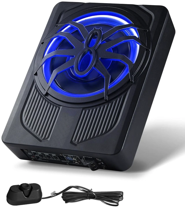 Alt view image 8 of 8 - 10" 440W Underseat Car Subwoofer, Slim Powered Car Subwoofers with Blue Ambient Light, Low Profile Audio Sub Under the Seat with Built-in Amplifier, Remote Controller for SUVs, Car, Truck, RV