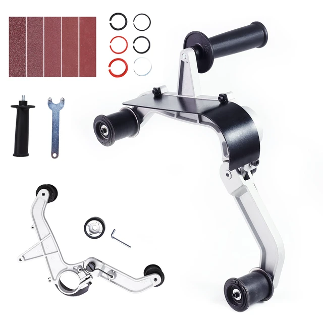 Alt view image 8 of 8 - Belt Sander Adapter for Angle Grinder, Pipe or Tube Sanding Attachment with 5/8-11" Imperial Thread and 10PCS Sanding Belts, Belt Sander Attachment Pipe Polishing Adapter for Rust Removal