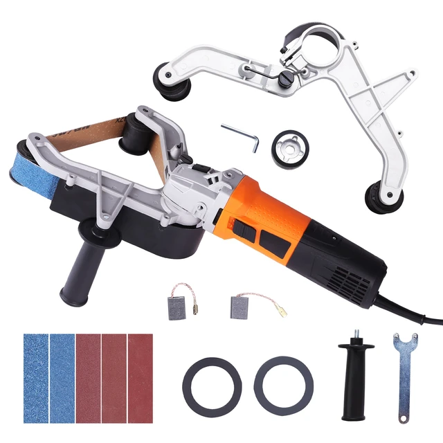Alt view image 8 of 8 - Pipe Tube Polisher Sander, 1000W Pipe Belt Sander with 6 Variable Speeds 1100-3200rpm, Professional Belt Sander Grinding Machine with 100PCS Sanding Belts for Burnishing Finishing Rust Removal