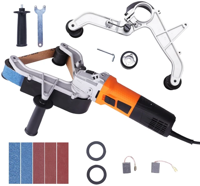 Alt view image 15 of 15 - Pipe Tube Polisher Sander, 1000W Pipe Belt Sander with 6 Variable Speeds 1100-3200rpm, Professional Belt Sander Grinding Machine with 50PCS Sanding Belts for Burnishing Finishing Rust Removal