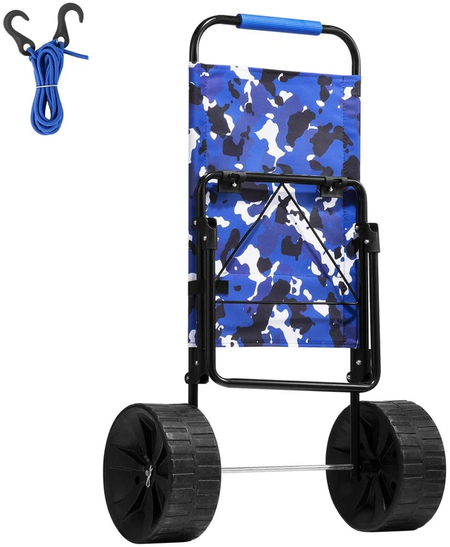 Alt view image 15 of 15 - Beach Dolly with Big Wheels for Sand, 15.4" x 15.7" Cargo Deck, w/ 10" PE Solid Wheels, 69LBS Loading Capacity Folding Sand Cart, Heavy Duty Cart for Picnic, Camping, Fishing, Beach, Gardening