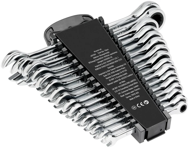 Alt view image 8 of 8 - Combination Wrench Set, 16-Piece Ratcheting Wrench Set with Organizer Rack, Cr-V Steel Wrench Set Metric 8 mm to 24 mm, Ideal for General Household, Garage, Workshop, Auto Repairs, Emergency