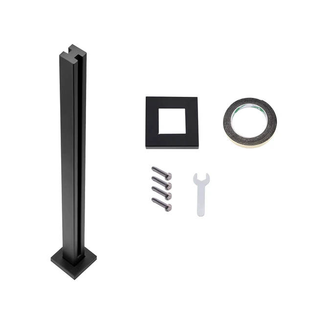 Alt view image 16 of 16 - VEVOR Glass Clamp, 37.4" Height Glass Railing Bracket for 0.39 "-0.47 " Thickness Tempered Glass, 304 Stainless Steel Glass Mounting Clamp, Glass Shelf Bracket for Balcony, Garden, Deck, Stair, Black