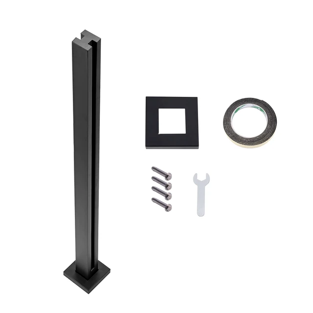 Alt view image 15 of 15 - VEVOR Glass Clamp, 41.34" Height Glass Railing Bracket for 0.39 "-0.47 " Thickness Tempered Glass, 304 Stainless Steel Glass Mounting Clamp, Glass Shelf Bracket for Balcony, Garden, Deck, Stair, Black