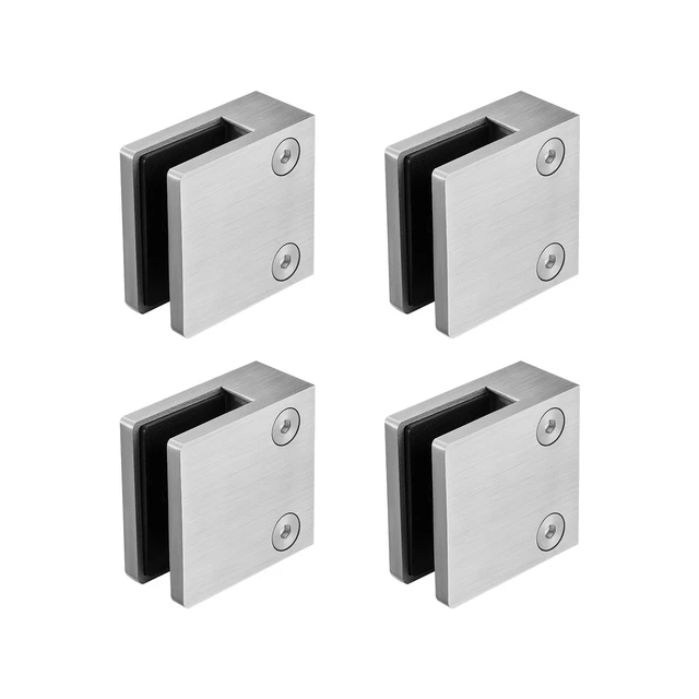 Alt view image 16 of 16 - VEVOR Glass Clamp, 4 PCS Square Glass Railing Bracket for 0.31 "-0.47 " Tempered Glass, 304 Stainless Steel Glass Mounting Clamp, Glass Shelf Bracket for Balcony, Garden, Pool, Stair, Silver