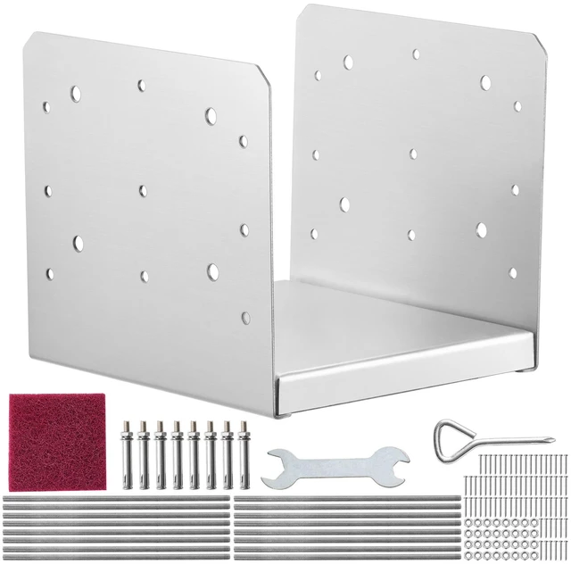 Alt view image 16 of 16 - VEVOR 8"x 8" Post Base, 4Pcs Stainless Steel Adjustable Post Anchor Bracket(Internal 7.8 x 7.3"), Adjustable Post Base for Pavilion Deck Porch Handrail Railing Support Decorative Anchor Plate