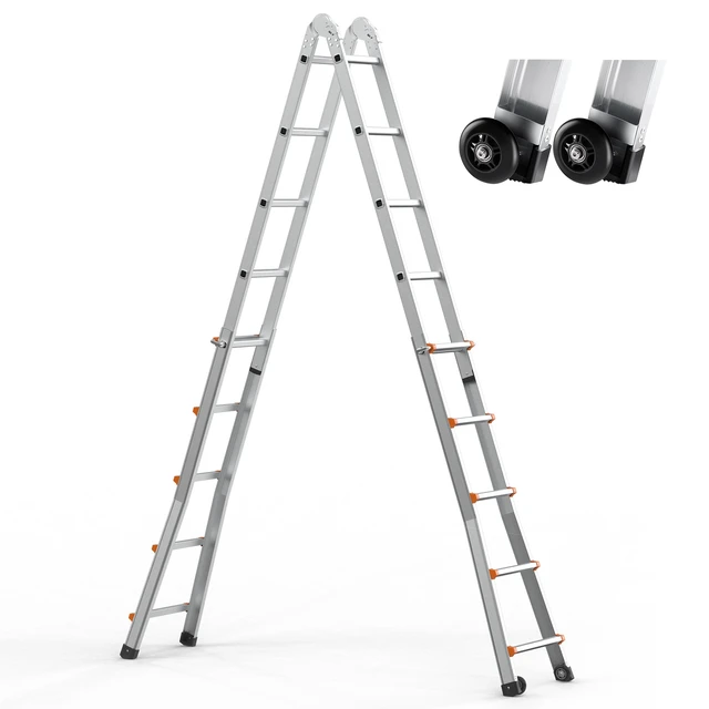 Alt view image 9 of 9 - VEVOR Telescoping Ladder A Frame 16.7 FT Extension Multi-Function for Homework