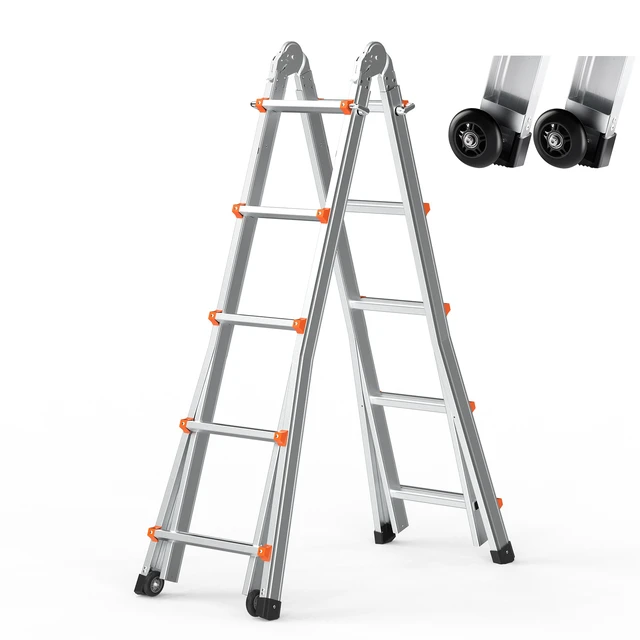 Alt view image 9 of 9 - VEVOR Telescoping Ladder A Frame 19 FT Extension Multi-Function for Homework